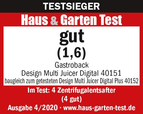 Gastroback Entsafter 40151 Design Multi Juicer Digital, 1300 Watt Profi-Motor, XXL - Einfüllschacht (Ø 84 mm), 5 Geschwindigkeitsstufen