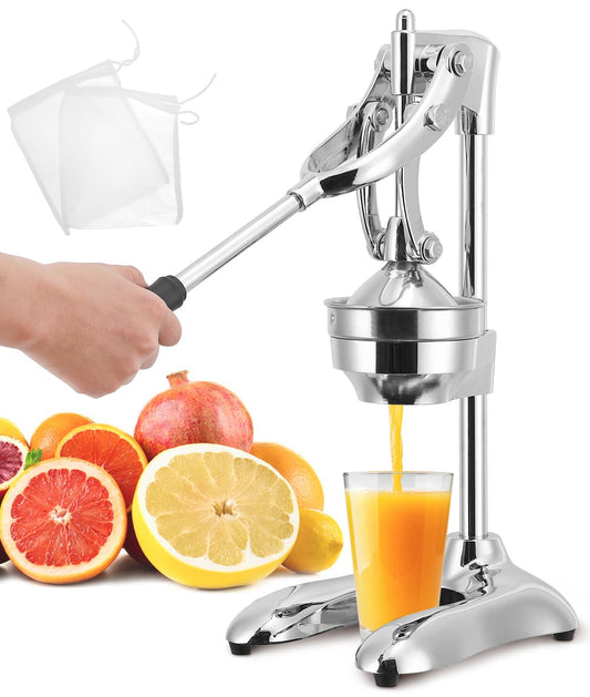 Moongiantgo Dual-Mode Gewerblicher Saftpresse Manuell, Professionelle Zitronenpresse mit Müheloser Hebelarm, Ergonomische Orange Granatapfel Limette Wassermelone Frucht Handpresse